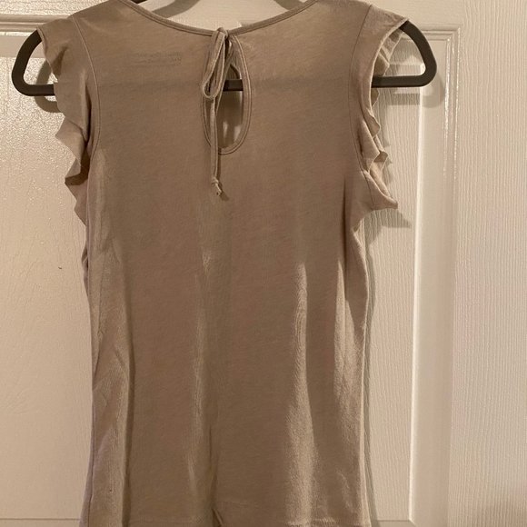 EUC Anthropologie Little Yellow Button Beige Top S - Picture 5 of 5